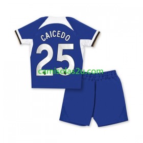 Camisolas de futebol Chelsea Moises Caicedo 25 Criança Equipamento Principal 2023/24 Manga Curta
